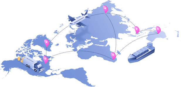 World map with export locations